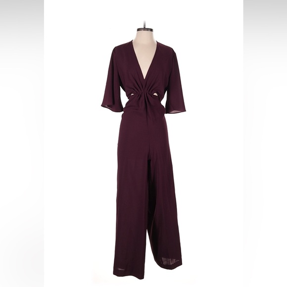 Zara Plum Jumpsuit with Cutout Detail - Picture 2 of 7